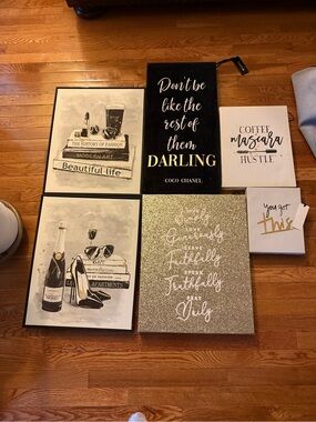 bebe Black, White and Gold Wall Art Set - Inspirational Prints